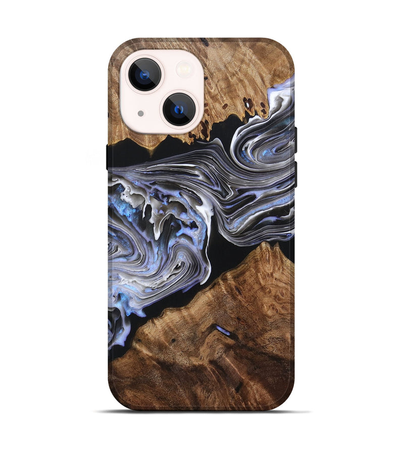 iPhone 14 Wood+Resin Live Edge Phone Case - Gunnar (Black & White, 692214)