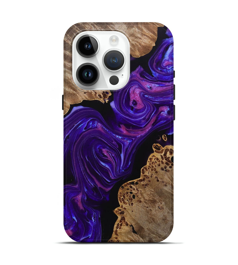 iPhone 15 Pro Wood+Resin Live Edge Phone Case - Jaime (Purple, 692216)