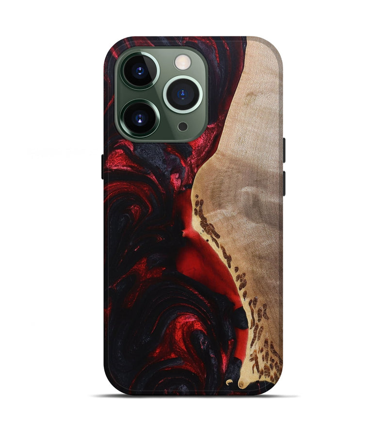 iPhone 13 Pro Wood+Resin Live Edge Phone Case - Tobias (Red, 692222)
