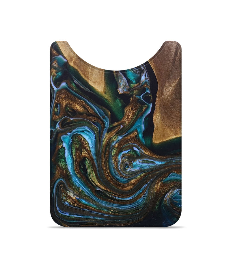 Live Edge Wood+Resin Wallet - Garrett (Teal & Gold, 692281)
