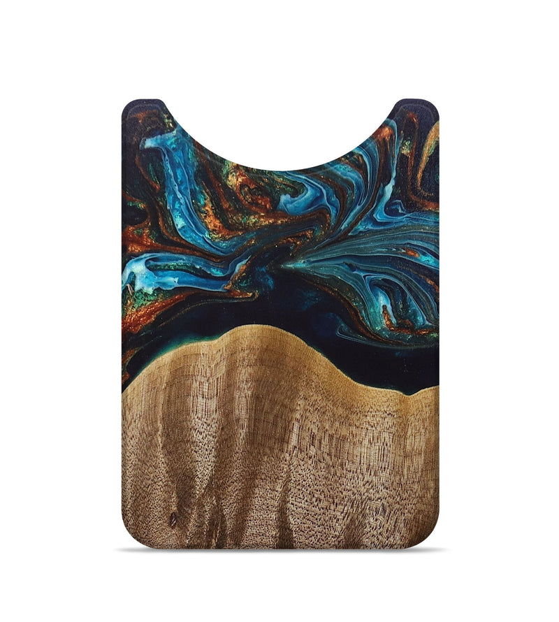 Live Edge Wood+Resin Wallet - Sergio (Teal & Gold, 692282)
