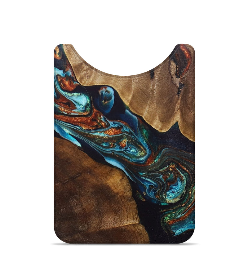 Live Edge Wood+Resin Wallet - Fiona (Teal & Gold, 692283)