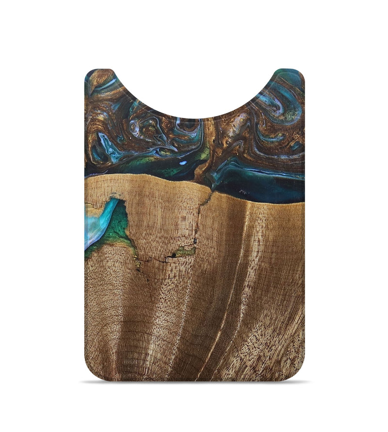 Live Edge Wood+Resin Wallet - Thea (Teal & Gold, 692298)