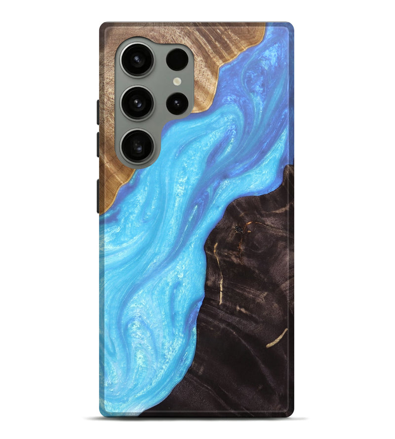 Galaxy S24 Ultra Wood+Resin Live Edge Phone Case - Chad (Blue, 692316)