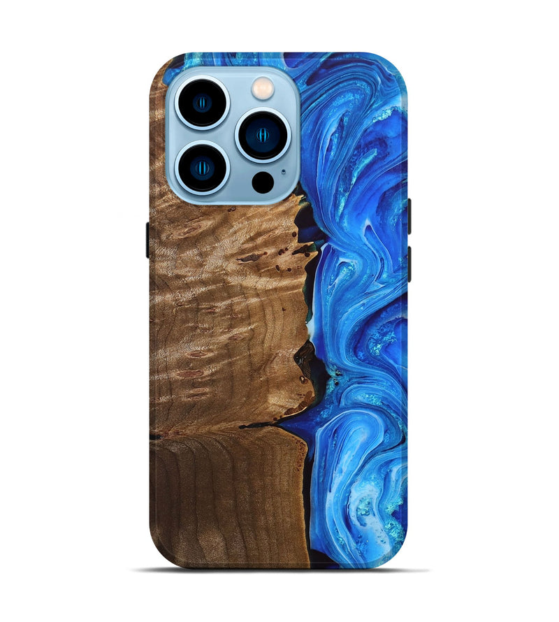 iPhone 14 Pro Wood+Resin Live Edge Phone Case - Winter (Blue, 692320)