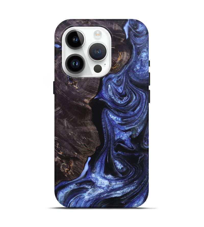 iPhone 15 Pro Wood+Resin Live Edge Phone Case - Jaqueline (Blue, 692323)