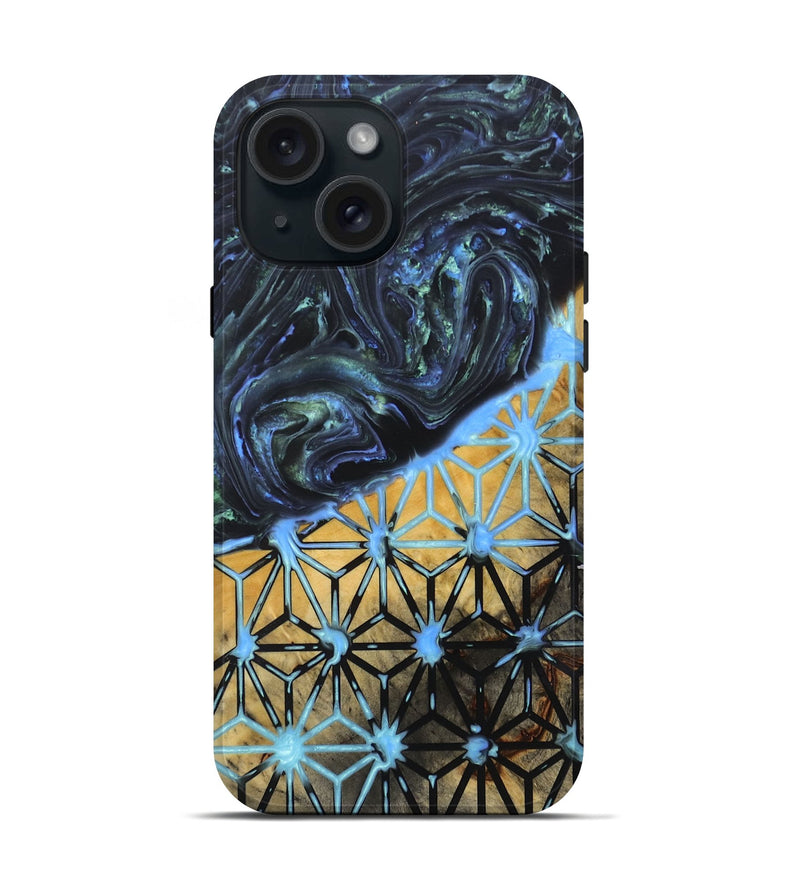 iPhone 15 Wood+Resin Live Edge Phone Case - King (Pattern, 692324)