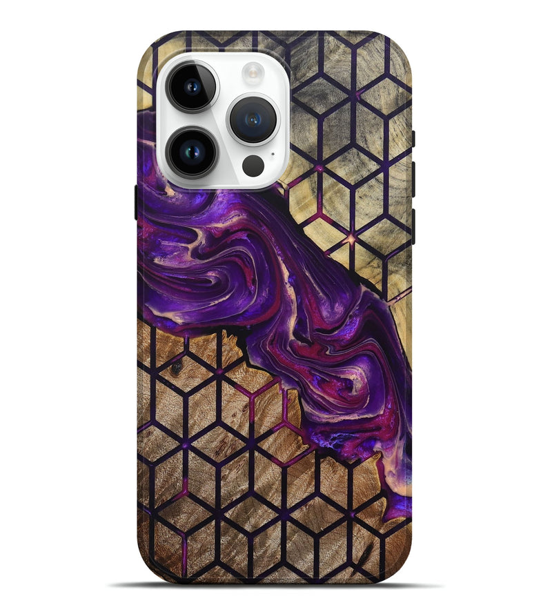 iPhone 15 Pro Max Wood+Resin Live Edge Phone Case - Lillian (Purple, 692332)