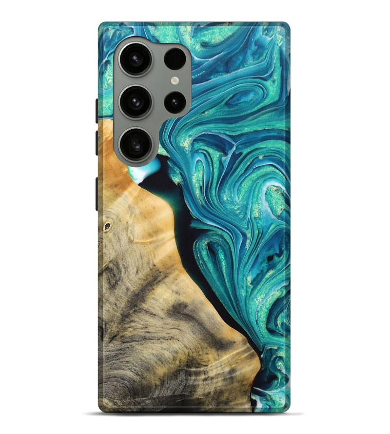 Galaxy S24 Ultra Wood+Resin Live Edge Phone Case - Elise (Green, 692336)