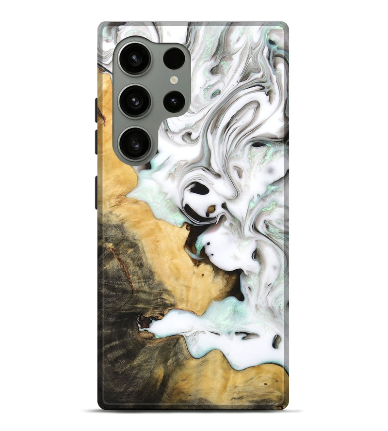 Galaxy S24 Ultra Wood+Resin Live Edge Phone Case - Ty (Black & White, 692338)