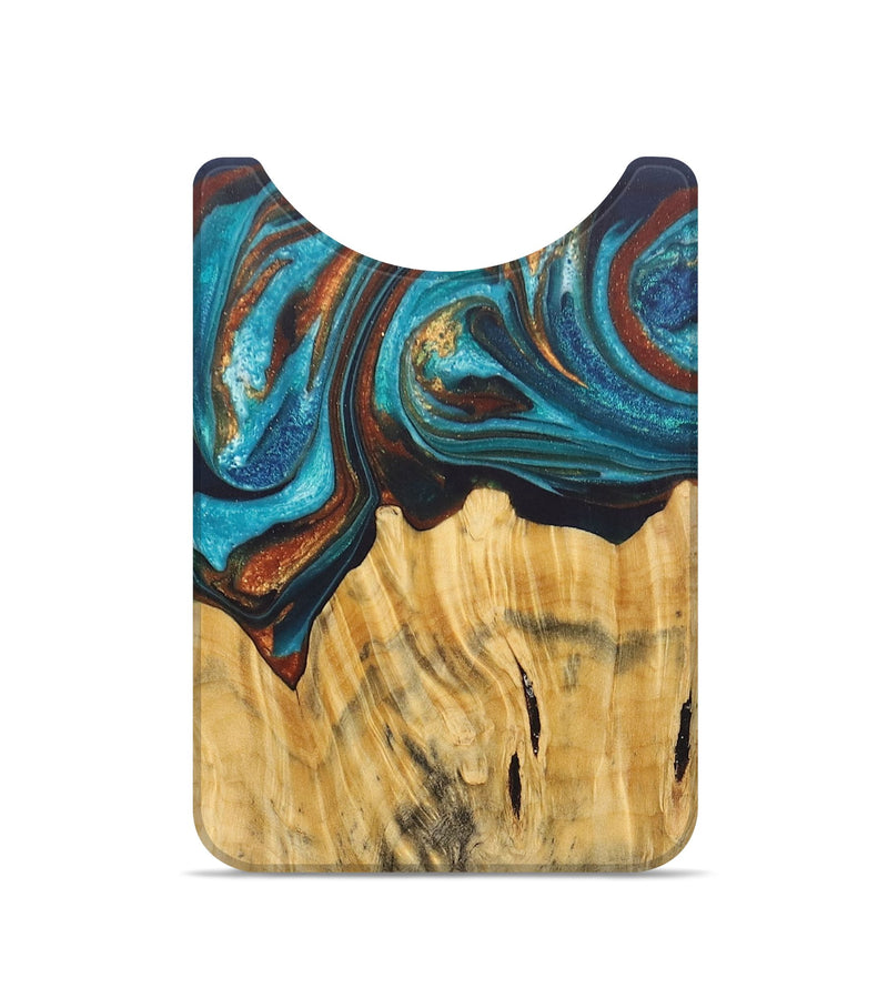 Live Edge Wood+Resin Wallet - Iris (Teal & Gold, 692345)