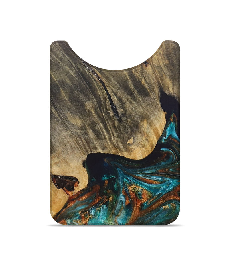 Live Edge Wood+Resin Wallet - Benjamin (Teal & Gold, 692346)