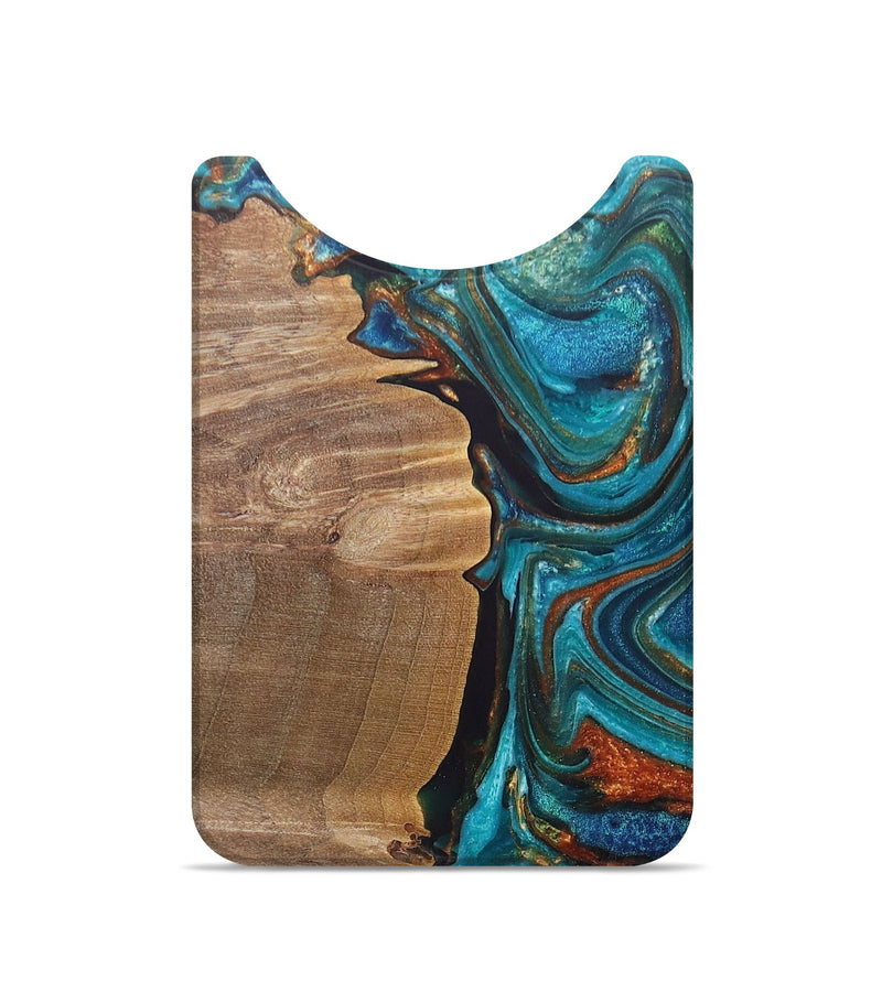 Live Edge Wood+Resin Wallet - Marcos (Teal & Gold, 692347)