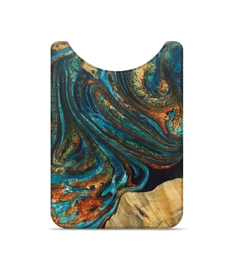 Live Edge Wood+Resin Wallet - Dena (Teal & Gold, 692348)