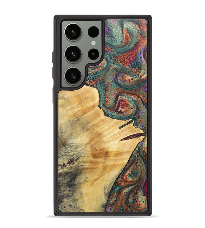 Galaxy S23 Ultra Wood+Resin Phone Case - Roger (Green, 692465)