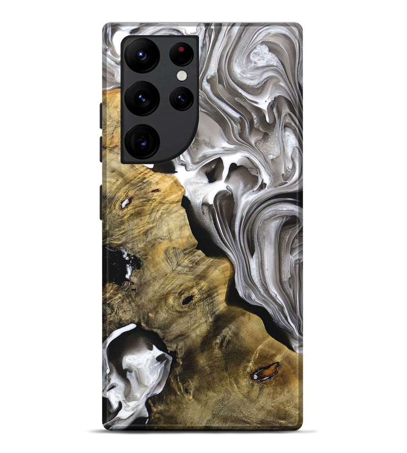 Galaxy S22 Ultra Wood+Resin Live Edge Phone Case - Brent (Black & White, 692523)