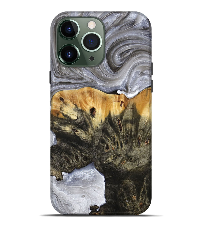 iPhone 13 Pro Max Wood+Resin Live Edge Phone Case - Nakia (Black & White, 692524)
