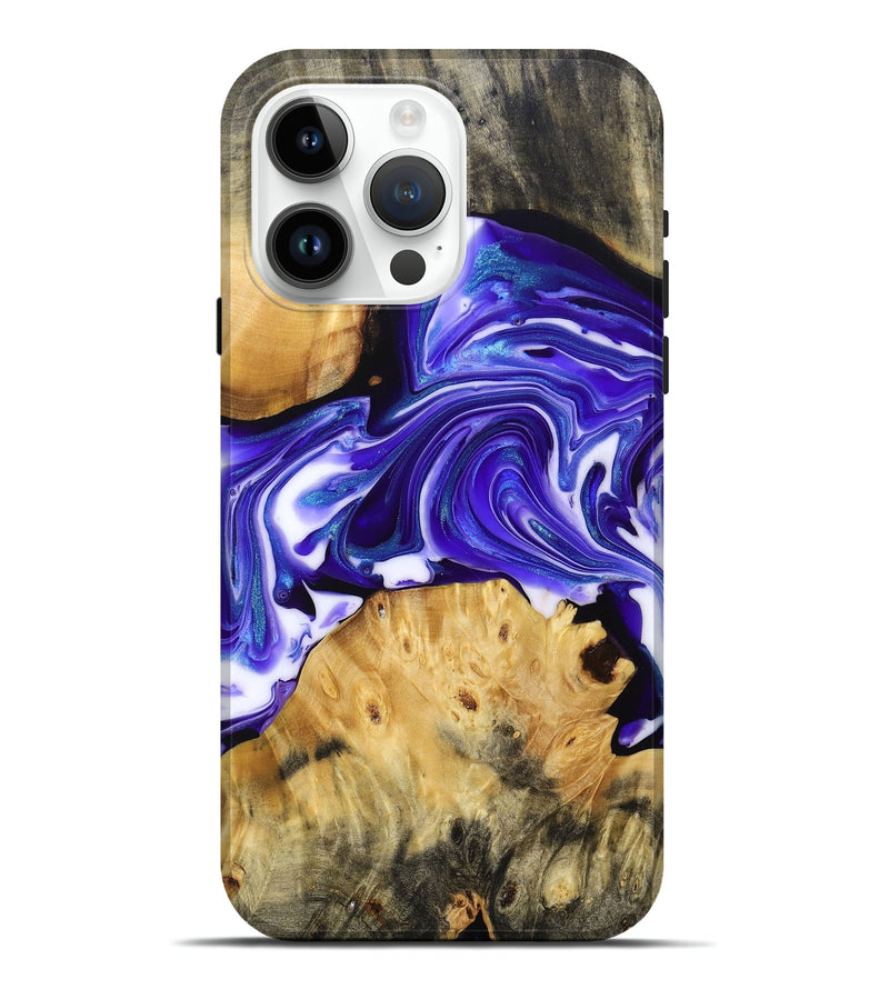 iPhone 15 Pro Max Wood+Resin Live Edge Phone Case - Edwin (Purple, 692534)