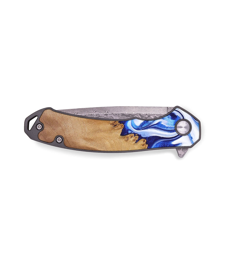 EDC Wood+Resin Pocket Knife - Jennifer (Blue, 692545)