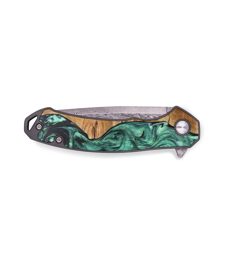 EDC Wood+Resin Pocket Knife - Kaitlyn (Green, 692552)