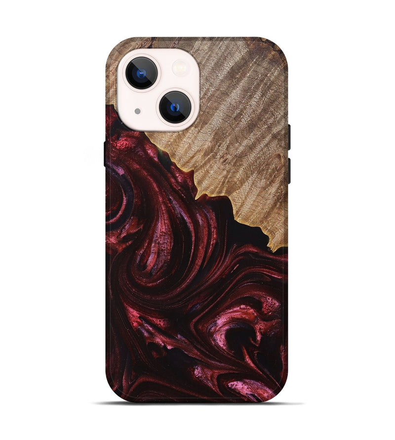 iPhone 14 Wood+Resin Live Edge Phone Case - Emiliano (Red, 692644)