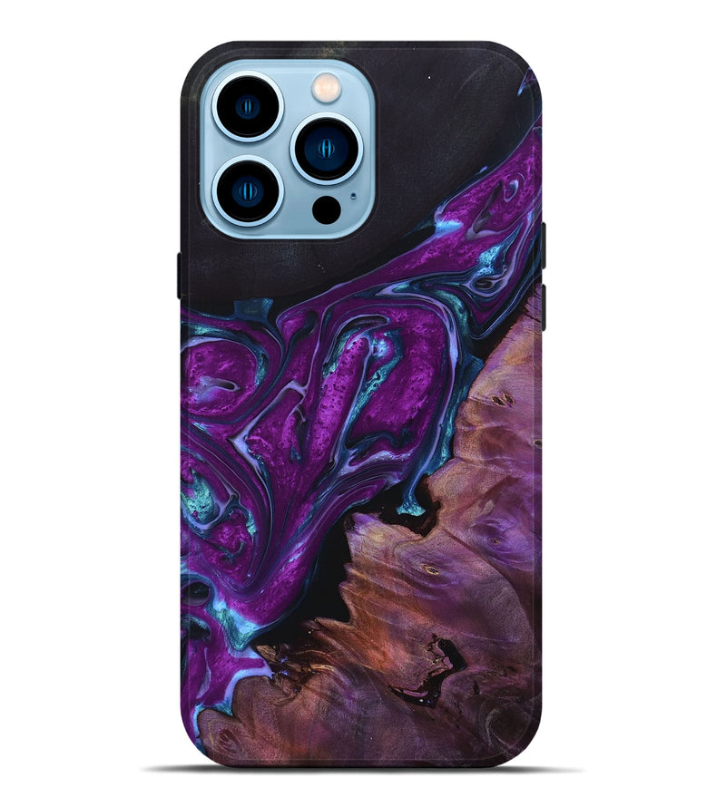 iPhone 14 Pro Max Wood+Resin Live Edge Phone Case - Lia (Purple, 692645)