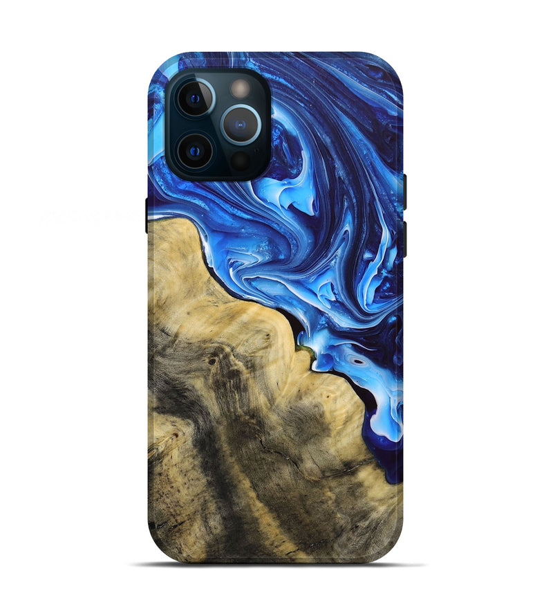 iPhone 12 Pro Wood+Resin Live Edge Phone Case - Ace (Blue, 692648)