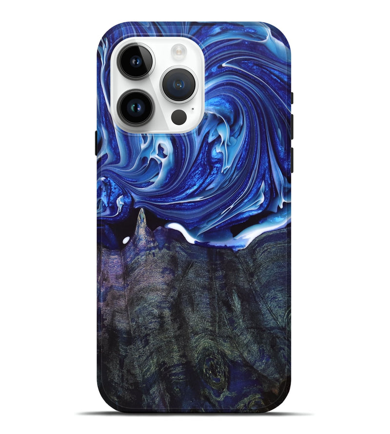 iPhone 15 Pro Max Wood+Resin Live Edge Phone Case - Ruth (Blue, 692649)