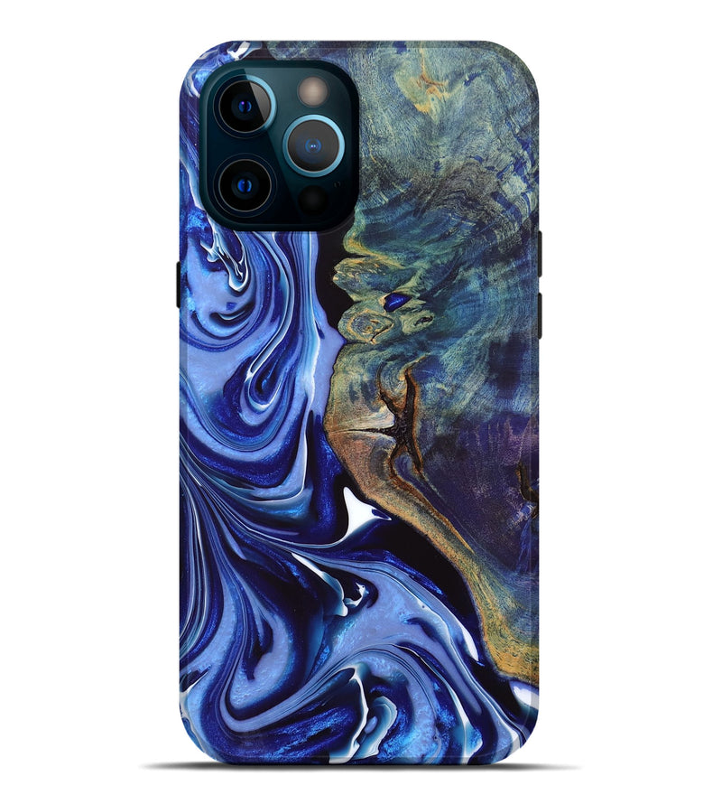 iPhone 12 Pro Max Wood+Resin Live Edge Phone Case - Lara (Blue, 692650)