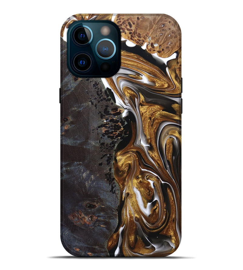 iPhone 12 Pro Max Wood+Resin Live Edge Phone Case - Fannie (Black & White, 692659)