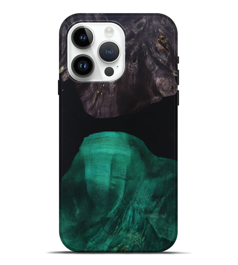 iPhone 15 Pro Max Wood+Resin Live Edge Phone Case - Raymond (Pure Black, 692670)
