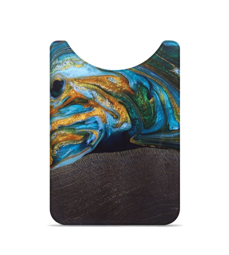 Live Edge Wood+Resin Wallet - Asher (Teal & Gold, 692679)