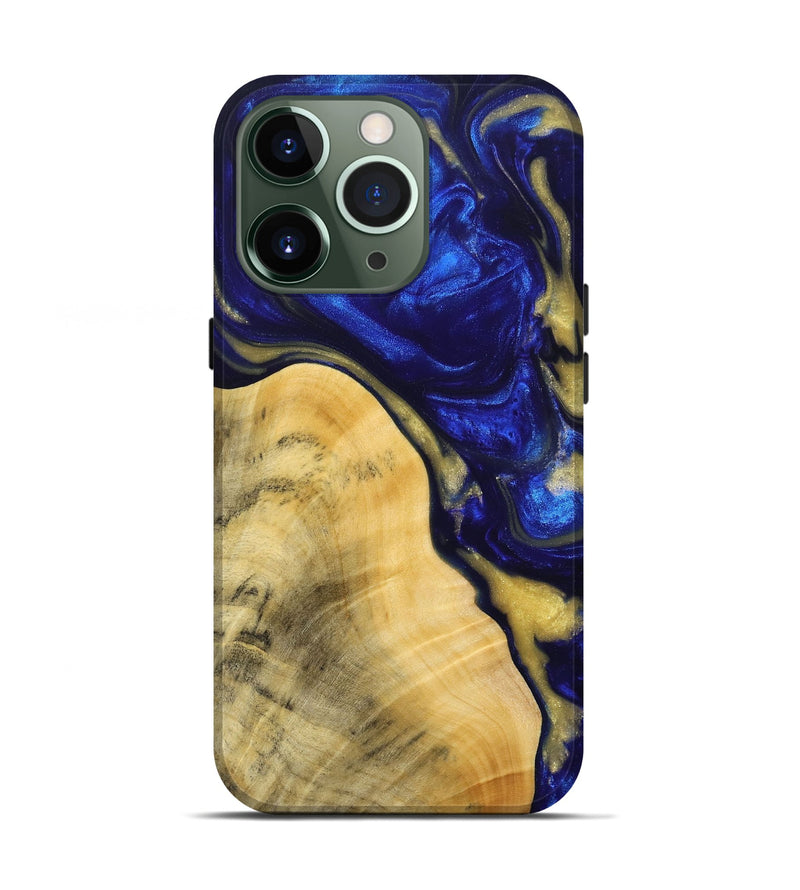 iPhone 13 Pro Wood+Resin Live Edge Phone Case - Dominique (Blue, 692965)