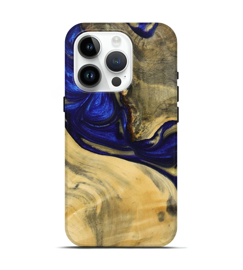 iPhone 15 Pro Wood+Resin Live Edge Phone Case - Roger (Blue, 692966)