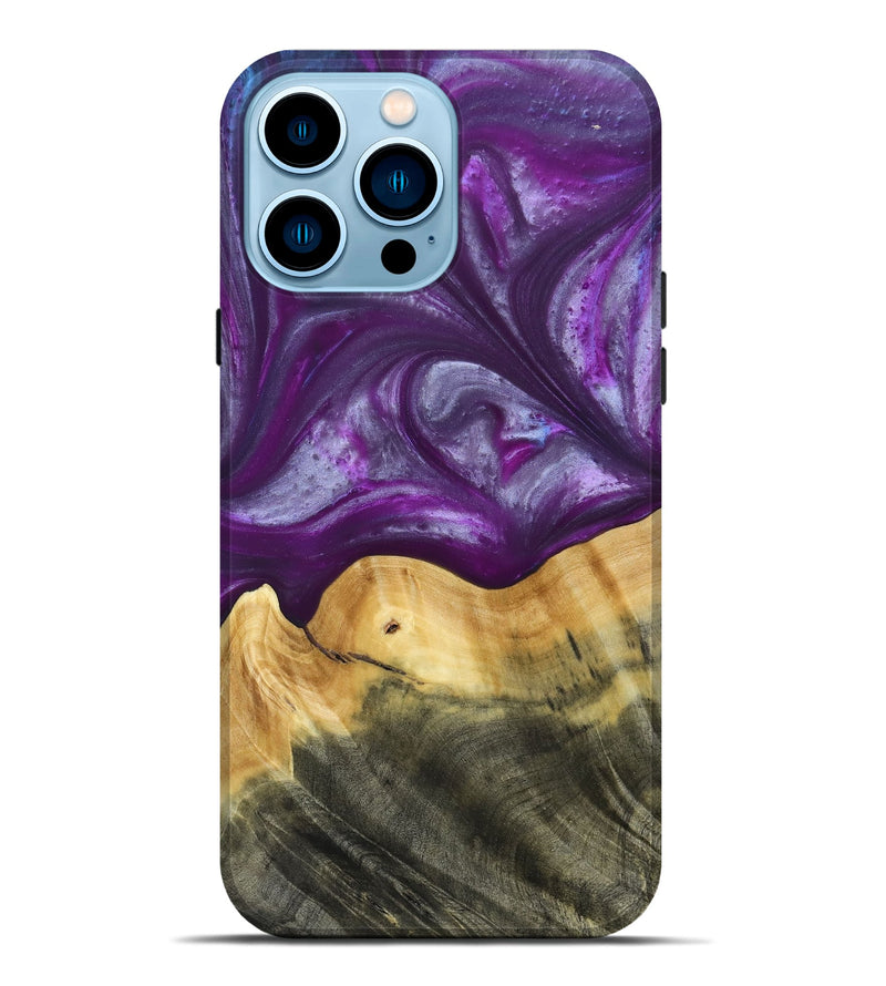 iPhone 14 Pro Max Wood+Resin Live Edge Phone Case - Cortney (Purple, 692970)