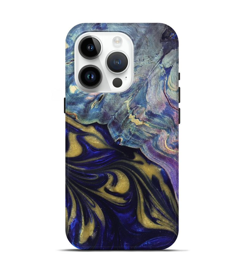 iPhone 15 Pro Wood+Resin Live Edge Phone Case - Cade (Blue, 692973)