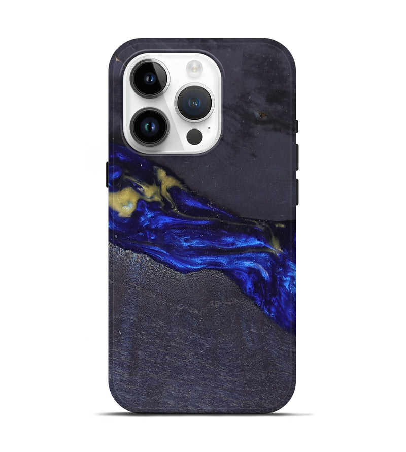 iPhone 15 Pro Wood+Resin Live Edge Phone Case - Pablo (Blue, 692974)