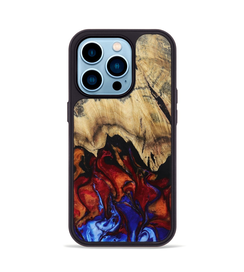 iPhone 14 Pro Wood+Resin Phone Case - Pauline (Fire & Ice, 693090)