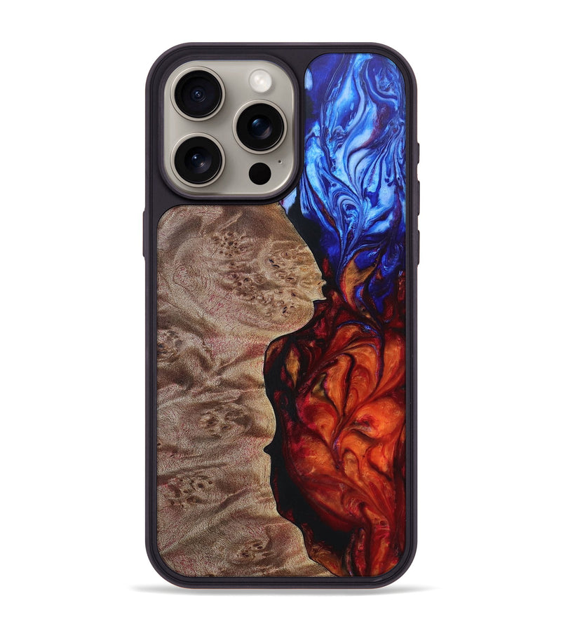 iPhone 15 Pro Max Wood+Resin Phone Case - Sherry (Fire & Ice, 693128)