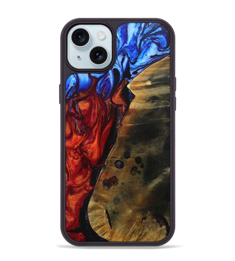 iPhone 15 Plus Wood+Resin Phone Case - Jeffery (Fire & Ice, 693200)