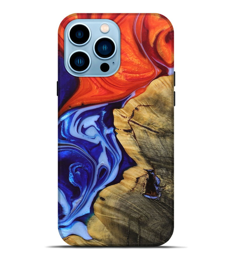 iPhone 14 Pro Max Wood+Resin Live Edge Phone Case - Travis (Fire & Ice, 693332)