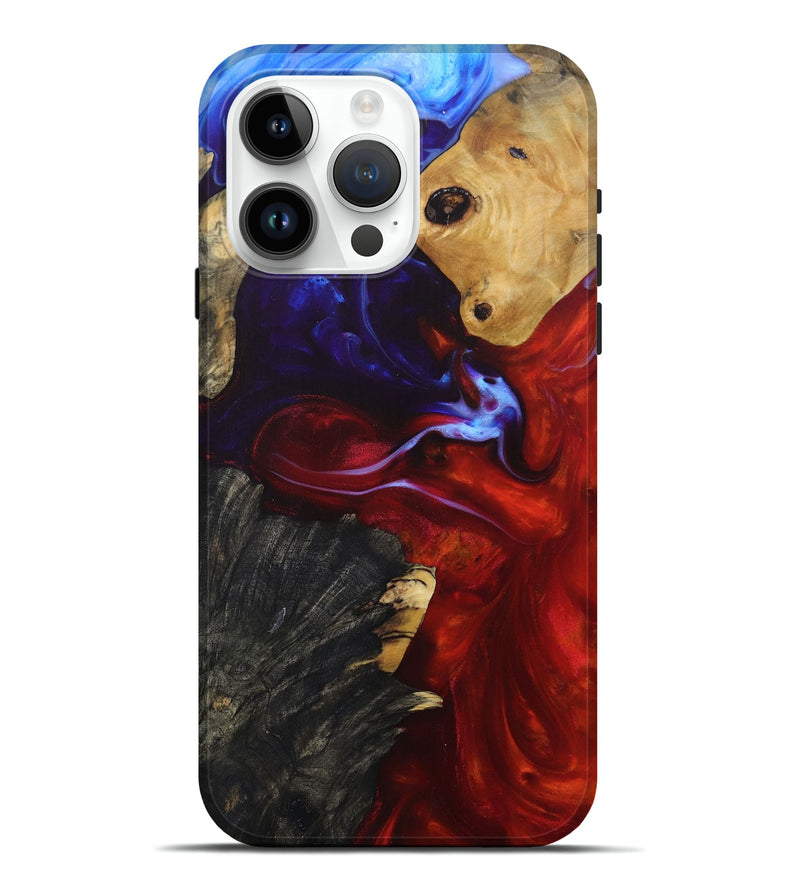 iPhone 15 Pro Max Wood+Resin Live Edge Phone Case - Marsha (Fire & Ice, 693346)