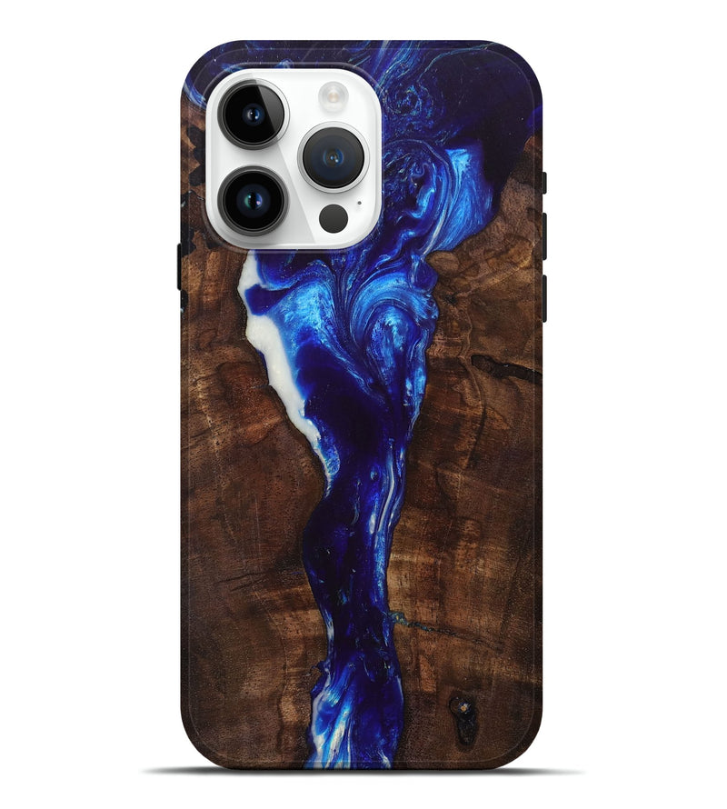 iPhone 15 Pro Max Wood+Resin Live Edge Phone Case - Chris (Blue, 693571)