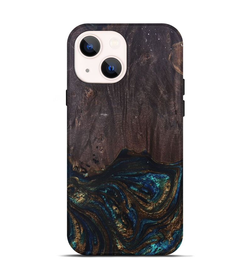 iPhone 14 Wood+Resin Live Edge Phone Case - Victor (Green, 693578)