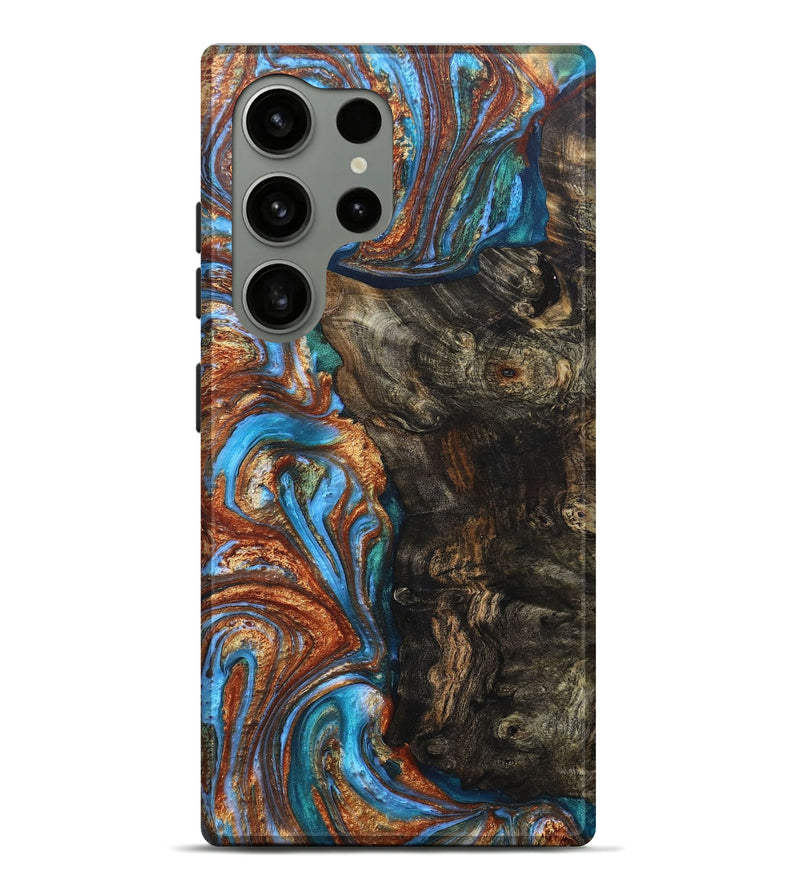 Galaxy S24 Ultra Wood+Resin Live Edge Phone Case - Maximus (Teal & Gold, 693579)