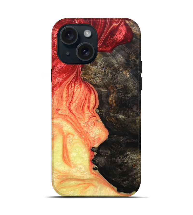 iPhone 15 Wood+Resin Live Edge Phone Case - Arlene (Fire & Ice, 693593)