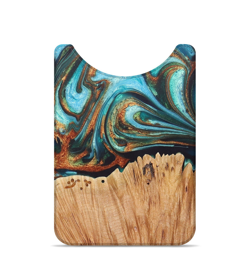 Live Edge Wood+Resin Wallet - Essie (Teal & Gold, 693603)