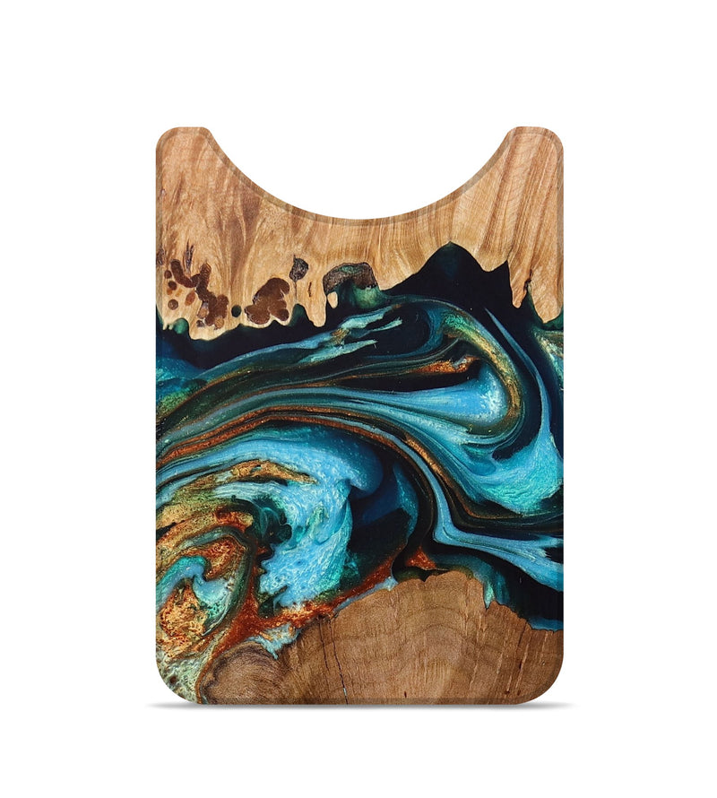 Live Edge Wood+Resin Wallet - Drew (Teal & Gold, 693604)
