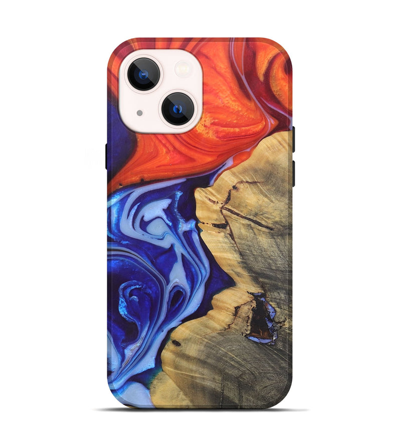 iPhone 14 Wood+Resin Live Edge Phone Case - Lucas (Fire & Ice, 693611)