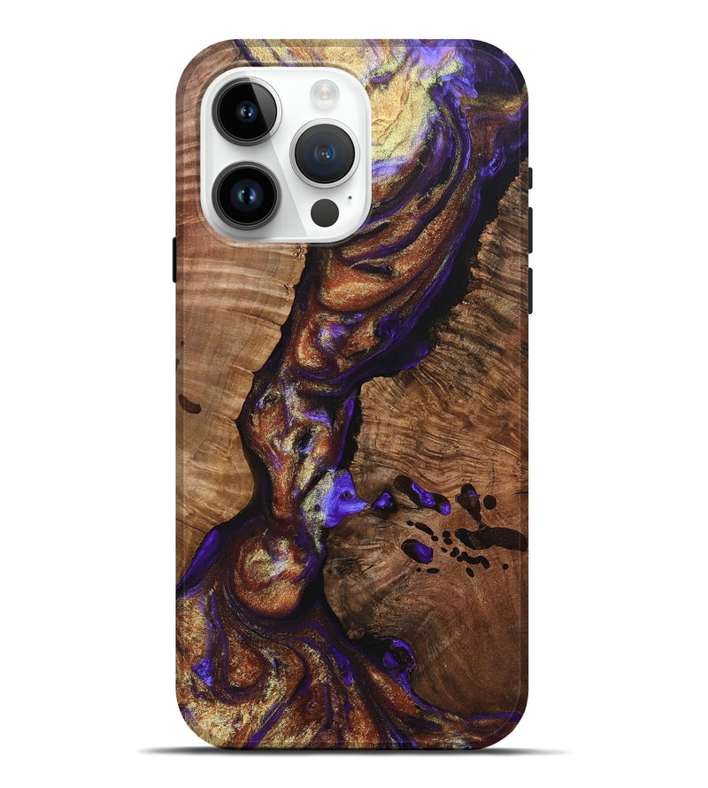 iPhone 15 Pro Max Wood+Resin Live Edge Phone Case - Elena (Purple, 693790)